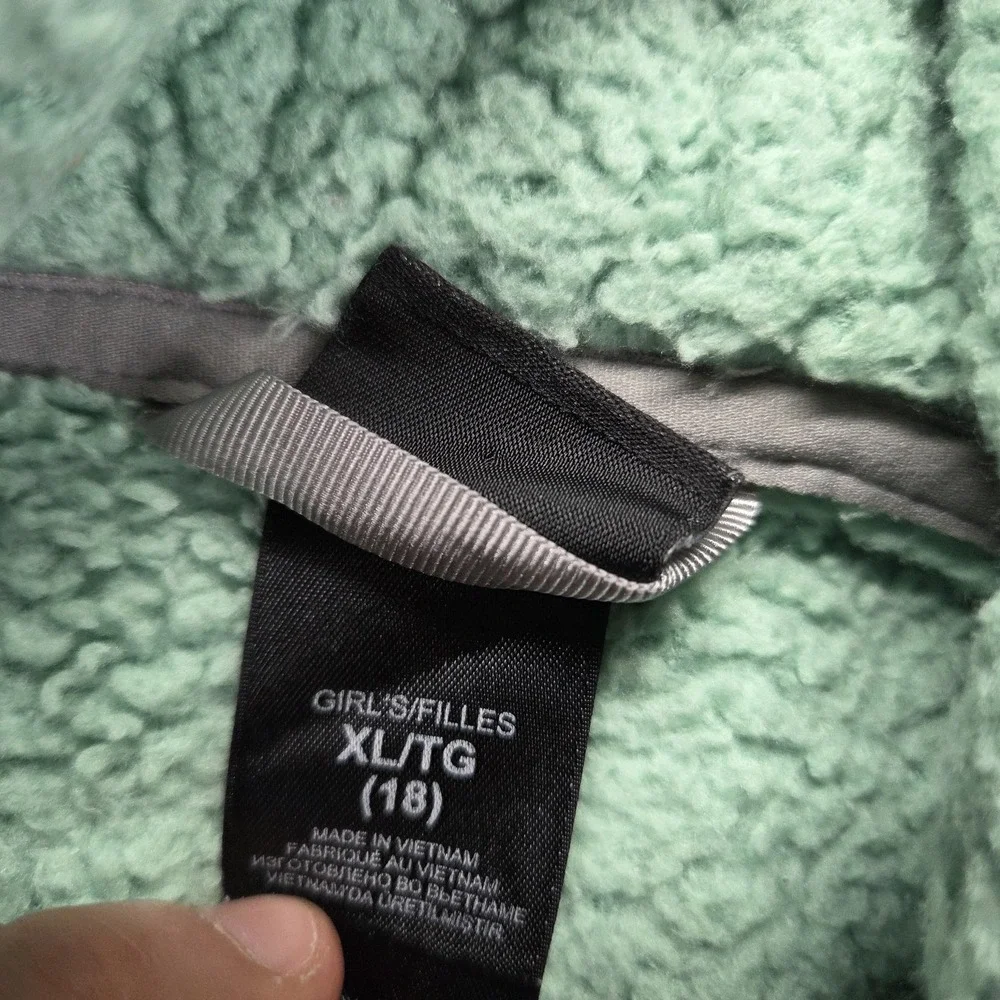 The‎ North Face Jacket Girls 18 Green Sherpa Fleece Full Zip Winter Warm Coat